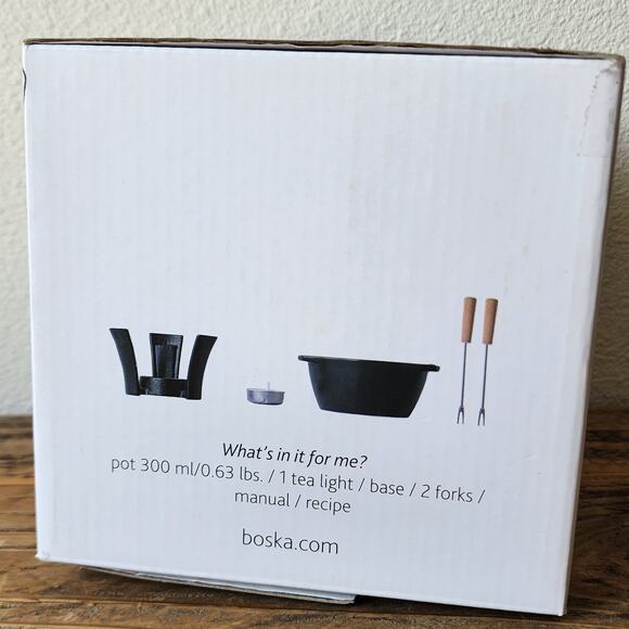 Boska Fondue Set Mini Party 300 ml Cheese and Sauces 2 Forks Black New in Box - Picture 7 of 11